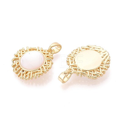 Natural White Shell Pendants KK-N287-03G-1
