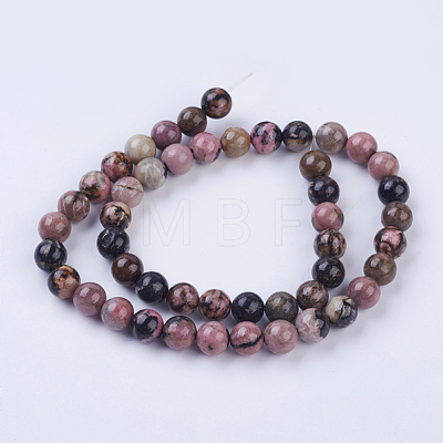 Natural Rhodonite Beads Strands G-P318-04-8mm-1
