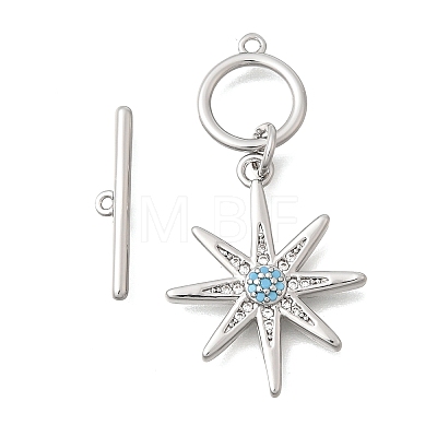 Brass Pave Cubic Zirconia Toggle Clasps KK-N289-09P-1