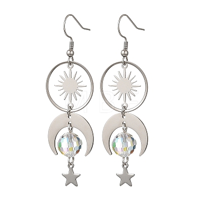 Celestial Brass & 304 Stainless Steel Dangle Drop Earrings for Women EJEW-JE07345-02-1