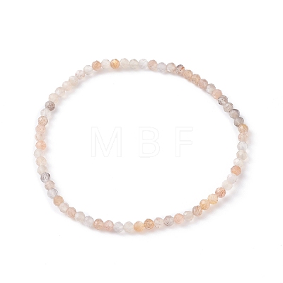 3mm Natural Moonstone Beads Stretch Bracelet for Girl Women BJEW-JB07284-02-1