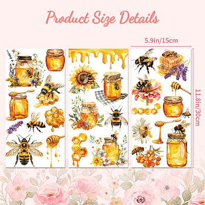 3 Sheets 3 Styles Flower PVC Waterproof Decorative Stickers DIY-WH0404-058-1