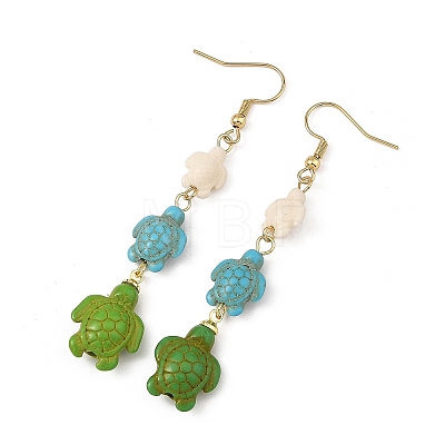 Dyed Tortoise Synthetic Turquoise Dangle Earrings EJEW-JE07362-03-1