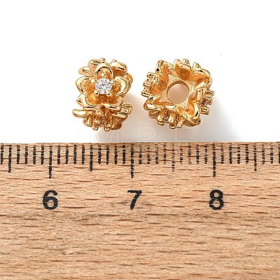 Brass Micro Pave Clear Cubic Zirconia Beads KK-K422-19G-1