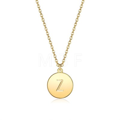 Brass Initial Pendant Necklace NJEW-BB35341-Z-1