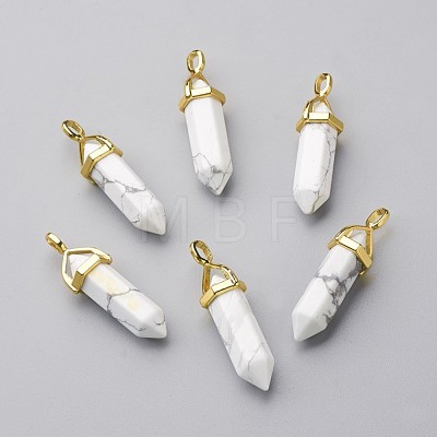 Natural Howlite Double Terminated Pointed Pendants G-G902-B21-1