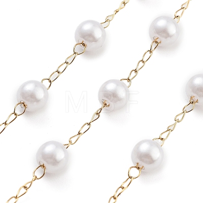 Handmade Round ABS Imitation Pearl Beaded Chains CHS-P019-09D-G-1