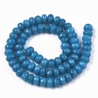 Faceted Rondelle Dyed Natural White Jade Bead Strands G-R343-6x8-02-1