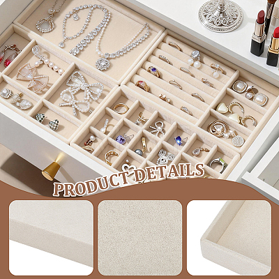 10Pcs 5 Styles Wood Covered with Velvet Jewelry Plates ODIS-NB0001-71-1