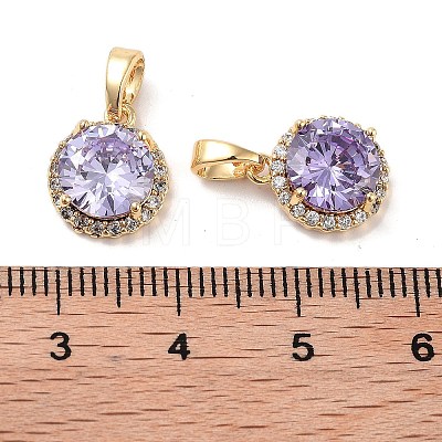 Brass Micro Pave Cubic Zirconia Charms KK-B102-06G-1