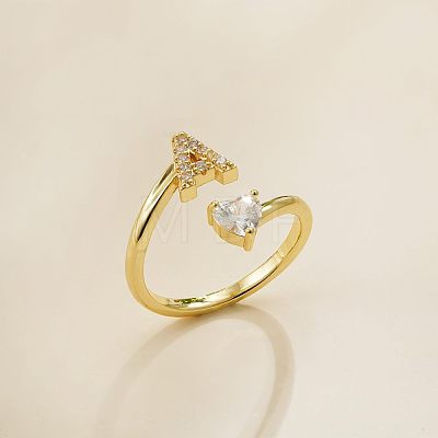 Brass Micro Pave Clear Cubic Zirconia Cuff Open Rings FS-WGF859A-01-1