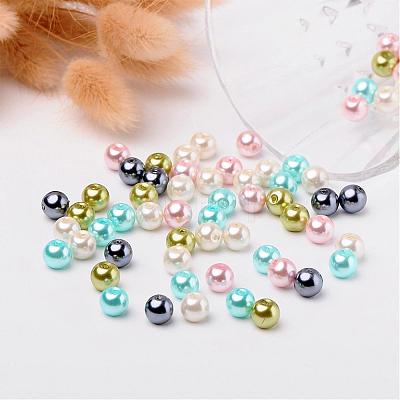 Pastel Mix Pearlized Glass Pearl Beads HY-X006-8mm-12-1