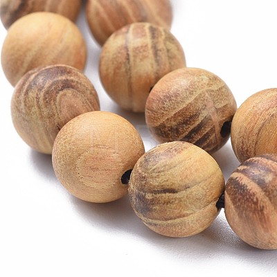 Natural Wood Beads Strands WOOD-F008-05-A-1