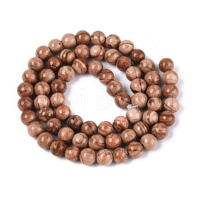 Natural Wood Lace Stone Wooden Jasper Beads Strands G-T143-30A-02-1