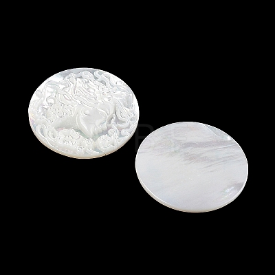 Natural White Shell Carved Cabochons SSHEL-I026-03B-06-1