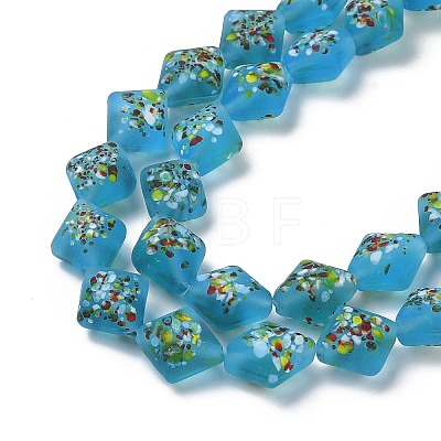 Frosted Handmade Lampwork Beads Strands LAMP-A010-01D-1