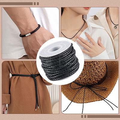10M Round Braided Leather Cord WL-CL0001-41B-1