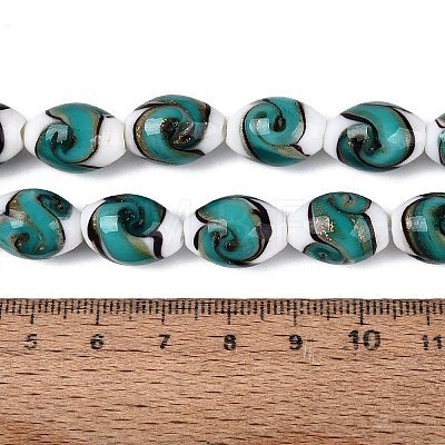 Handmade Gold Sand Lampwork Beads Strands LAMP-Q041-09C-1