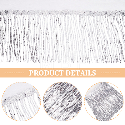 PVC Sequin/Paillette Tassel Fringe Polyester Ribbon DIY-WH0308-297A-1