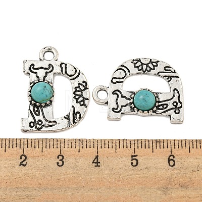 Synthetic Turquoise & Alloy Pendants PALLOY-H146-01AS-D-1