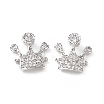 Brass Pave Clear Cubic Zirconia Connector Charms KK-E068-VB347-1