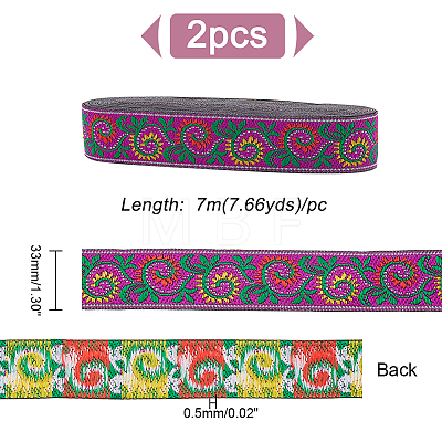 Ethnic Style Polyester Ribbons OCOR-WH0079-66B-1