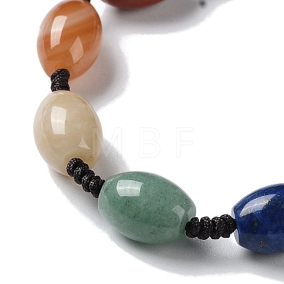 Oval Natural Mixed Gemstone Braided Bead Bracelets BJEW-H239-05-1