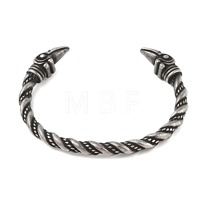 Viking 304 Stainless Steel Twisted Eagle Open Cuff Bangles for Men BJEW-U001-02AS-1