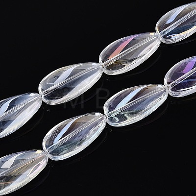 Electroplate Transparent Glass Beads Strands EGLA-N055-02-1