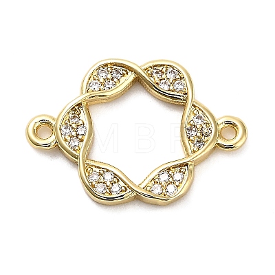 Brass Micro Pave Clear Cubic Zirconia Hollow Flower Connector Charms KK-L229-058G-1