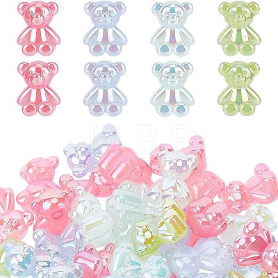 60Pcs 4 Colors Opaque Acrylic Beads MACR-CA0001-22-1