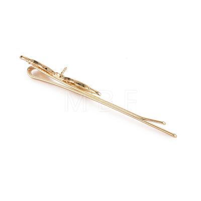 Brass Micro Pave Clear Cubic Zirconia Hair Bobby Pin Findings KK-S356-650-NF-1