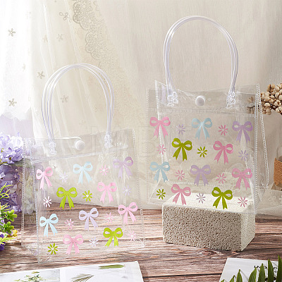Rectangle Transparent Printed PVC Plastic Gift Tote Bags ABAG-TADJ0002-002E-1