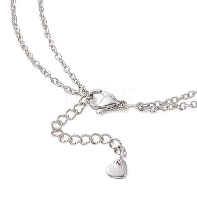Stainless Steel Fairy and Heart Pendant 304 Stainless Steel Cable Chain Double Layer Necklaces for Women NJEW-JN05810-02-1