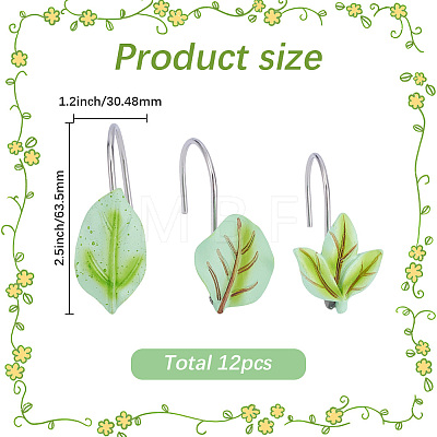 12Pcs Leaf Resin Shower Curtain Hook AJEW-SP0006-01A-1