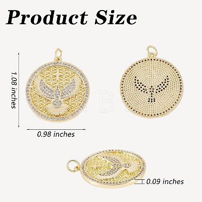 5Pcs Brass Micro Pave Clear Cubic Zirconia Pendants ZIRC-SZ0004-46-1