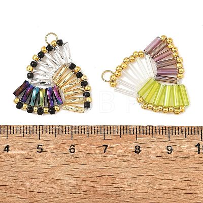 4Pcs 4 Styles Glass Seed Beads Pendants PALLOY-MZ01447-1
