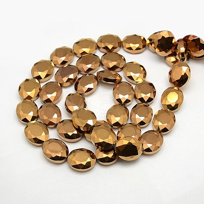 Faceted Electroplate Crystal Glass Oval Beads Strands EGLA-F059C-01-1