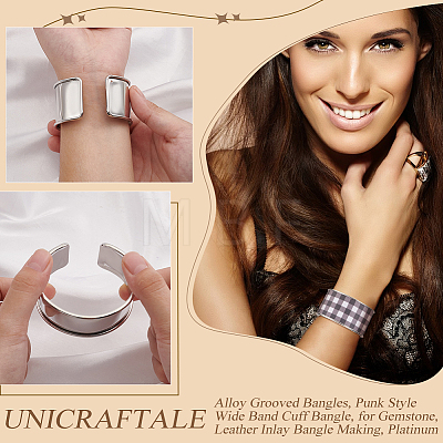 2Pcs Alloy Grooved Bangles FIND-UN0015-98B-1