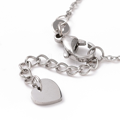 304 Stainless Steel Heart Link Bracelet with Glass Beads Charms for Women STAS-E154-06P-1