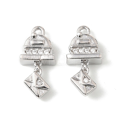Brass Micro Pave Cubic Zirconia Pendants KK-K351-65P-1