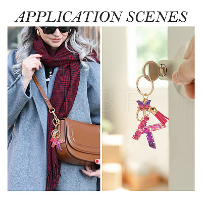 Alloy Resin Butterfly Keychains KEYC-TADJ0002-02G-K-1