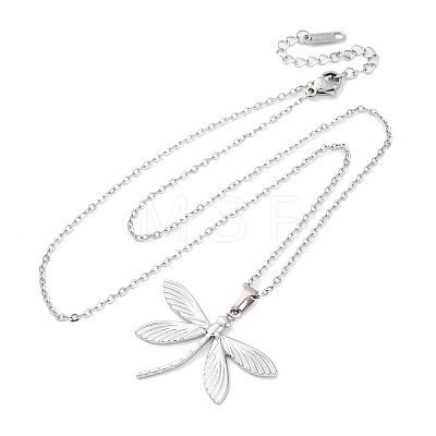 Dragonfly 304 Stainless Steel Pendant Necklaces NJEW-H059-05P-1