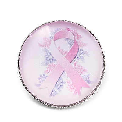 Breast Cancer Awareness Ribbon Glass Brooches JEWB-L019-01A-1