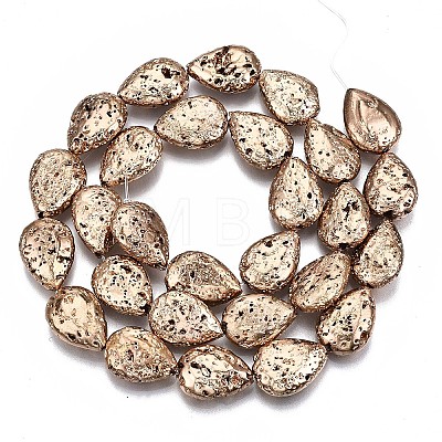 Electroplated Natural Lava Rock Bead Strands G-T131-87LG-1
