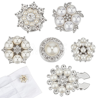 6Pcs Alloy Rhinestone Cufflinks JEWB-PH01307-1