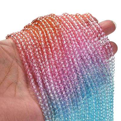 Transparent Painted Glass Beads Strands DGLA-A034-T4mm-A19-1