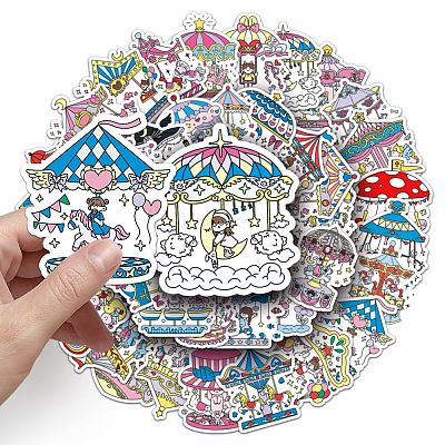 50Pcs Carousel PET Stickers PW-WG2DB4E-01-1