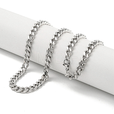 Non-Tarnish 201 Stainless Steel Cuban Link Chain Necklaces for Women and Men NJEW-F322-13P-03-1