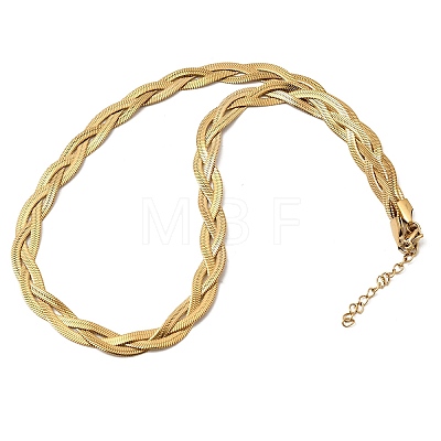 Unisex 304 Stainless Steel Braided Flat Snake Chain Necklaces NJEW-K305-12B-G-1